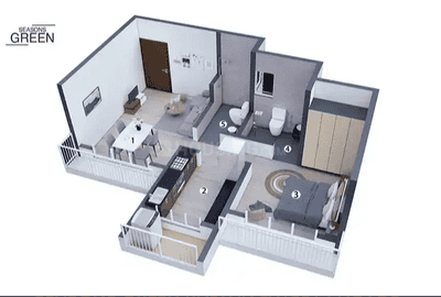 Floor Plan Image of 650 Sq.ft 1 BHK Apartment / Flat for sale in Kalyan West Kalyan for Rs. 3800000