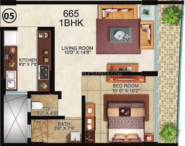 Image of 665 Sq.ft 1 BHK Apartment / Flat for sale in Ira Galaxy, Dombivli East, Thane for Rs. 4000000