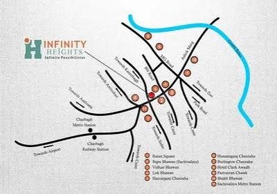 Floor Plan Image of 1051 Sq.ft 2 BHK Apartment / Flat for sale in Infinity Heights, Lalbagh Lucknow for Rs. 16500000