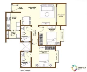 Image of 1103 Sq.ft 2 BHK Apartment / Flat for sale in Nikoo Homes V, Kannuru, Bengaluru for Rs. 13100003