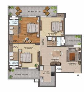 Image of 1695 Sq.ft 3 BHK Apartment / Flat for sale in Aura Gazania, Nabha, Zirakpur for Rs. 14000000