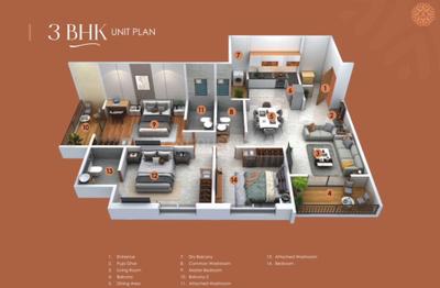 Image of 1401 Sq.ft 3 BHK Apartment / Flat for sale in Legend Aaradhyam Phase I, Maan, Pune for Rs. 9500000