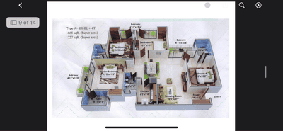 Image of 1466 Sq.ft 3 BHK Apartment / Flat for sale in Paras Greens Phase II, Ghayasuddinpur, Allahabad for Rs. 7800000