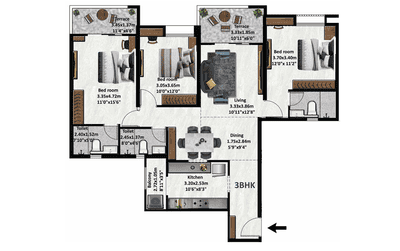 Image of 1173 Sq.ft 2 BHK Apartment / Flat for sale in Nyati Equinox, Bavdhan, Pune for Rs. 9792000