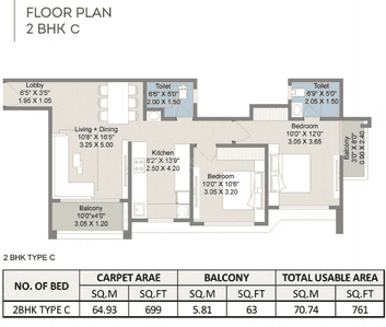 Image of 971 Sq.ft 2 BHK Apartment / Flat for sale in Parshwa Greens, Moshi, Pune for Rs. 4800000