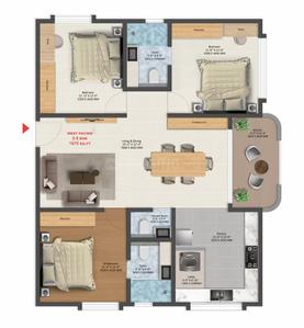 Image of 1593 Sq.ft 3 BHK Apartment / Flat for sale in TRU Aquapolis, Varthur, Bengaluru for Rs. 27000000