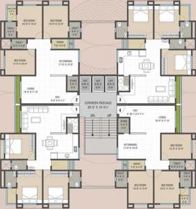 Image of 1800 Sq.ft 3 BHK Apartment / Flat for rent in Marvella Residency, Bhimrad, Surat for Rs. 20500