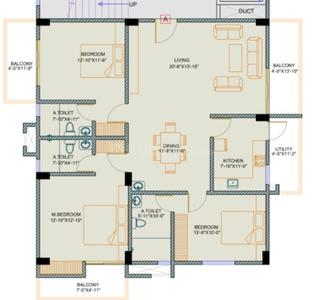 Image of 1781 Sq.ft 3 BHK Apartment / Flat for sale in Downtown, Guwahati for Rs. 9026900