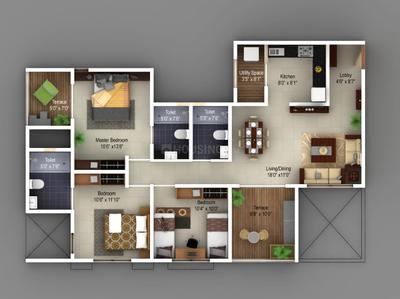 Image of 1141 Sq.ft 3 BHK Apartment / Flat for sale in Ahura Ecopolitan Phase II, Tathawade, Pune for Rs. 9600000
