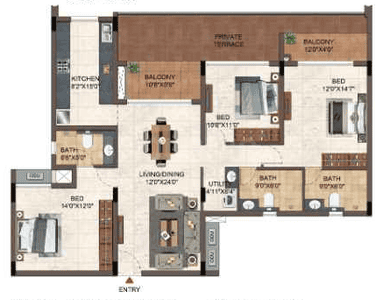 Image of 1790 Sq.ft 3 BHK Apartment / Flat for sale in Casagrand Hazen, Gottigere, Bengaluru for Rs. 22000000