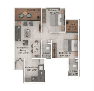 Image of 1607 Sq.ft 3 BHK Apartment / Flat for sale in Ravet, Pune for Rs. 13700000
