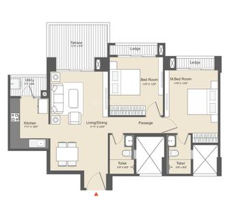Image of 1326 Sq.ft 2 BHK Apartment / Flat for sale in Ganeshpeth Colony, Nagpur for Rs. 12400000