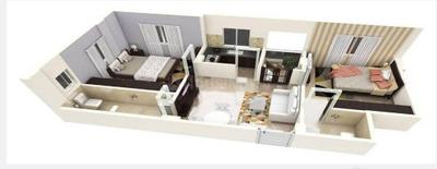 Floor Plan Image of 702 Sq.ft 2 BHK Apartment / Flat for sale in Realtech Nirman Curiocity Classic, New Town Kolkata for Rs. 5000000