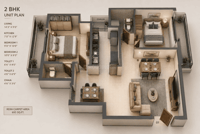 Image of 1130 Sq.ft 2 BHK Apartment / Flat for sale in Shubh Bhimashankar, Ulwe, Navi Mumbai for Rs. 10800000