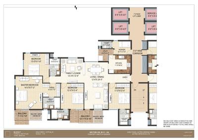 Image of 2375 Sq.ft 4 BHK Apartment / Flat for sale in Jaypee Krescent Homes, Sector 129, Noida for Rs. 17200000