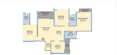 Image of 1414 Sq.ft 3 BHK Apartment / Flat for sale in F Premium, Tathawade, Pune for Rs. 12000000
