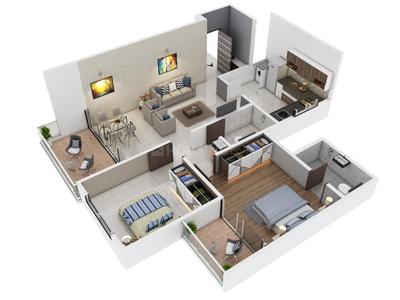 Image of 1300 Sq.ft 3 BHK Apartment / Flat for rent in Vishal Leela Heights, Wakad, Pune for Rs. 36000