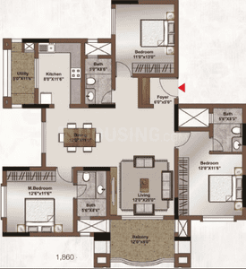 Image of 1880 Sq.ft 3 BHK Apartment / Flat for sale in Legacy Saviero, Horamavu, Bengaluru for Rs. 22900000