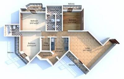 Image of 1300 Sq.ft 3 BHK Apartment / Flat for sale in Lal Gami Jade, Vashi, Navi Mumbai for Rs. 24800000