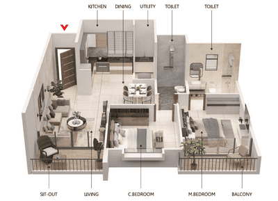 Image of 1075 Sq.ft 2 BHK Apartment / Flat for sale in Aditya Vivaaz, Ravet, Pune for Rs. 9000000