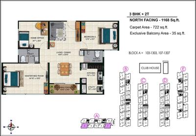 Image of 1125 Sq.ft 3 BHK Apartment / Flat for sale in Urbanrise Spring Tide, Mahindra World City, Chennai for Rs. 7500000