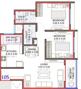 Image of 1020 Sq.ft 3 BHK Apartment / Flat for sale in Swamiraj Swami Kedar, Yewalewadi, Pune for Rs. 7200000