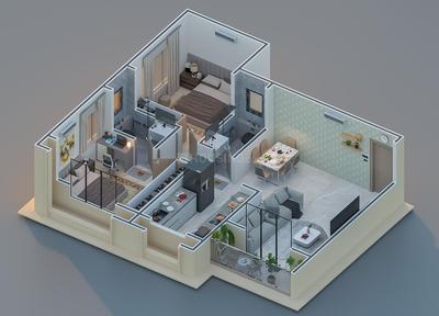 Floor Plan Image of 1090 Sq.ft 2 BHK Apartment / Flat for sale in Vikas Oswal Heights, Palghar Mumbai for Rs. 5995000