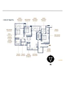 Image of 1550 Sq.ft 3.5 BHK Apartment / Flat for sale in Oxy Beaumonde, Viman Nagar, Pune for Rs. 29000000