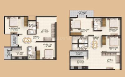 Image of 1220 Sq.ft 2 BHK Apartment / Flat for sale in Divine Green Leaf, Yelahanka New Town, Bengaluru for Rs. 8900000