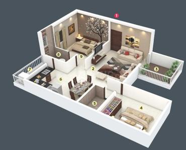 Image of 1025 Sq.ft 2 BHK Apartment / Flat for sale in Shubhankar Durvaa, Dhanori, Pune for Rs. 8500000