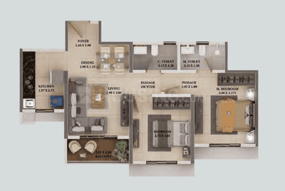 Image of 624 Sq.ft 2 BHK Apartment / Flat for sale in Dosti Heron, Thane West, Thane for Rs. 11300000