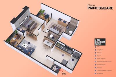 Image of 630 Sq.ft 2 BHK Apartment / Flat for sale in Nexus Prime Square, Moshi, Pune for Rs. 5500000