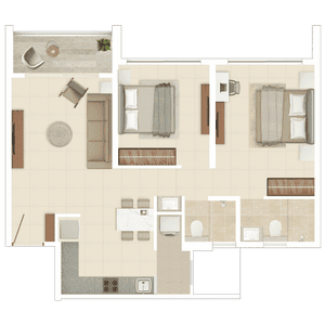 Image of 1035 Sq.ft 2 BHK Apartment / Flat for sale in Rohan Harita, Tathawade, Pune for Rs. 8500000