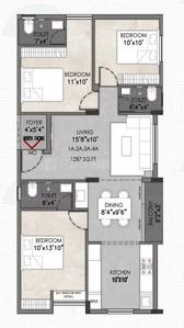 Image of 1290 Sq.ft 3 BHK Apartment / Flat for sale in Choolaimedu, Chennai for Rs. 15800000
