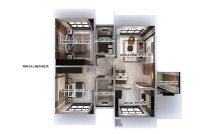 Floor Plan Image of 800 Sq.ft 2 BHK Apartment / Flat for sale in Bandra West Mumbai for Rs. 45000000