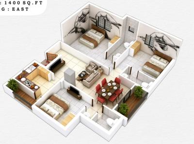 Image of 1529 Sq.ft 3 BHK Apartment / Flat for sale in Pammal, Chennai for Rs. 9174000
