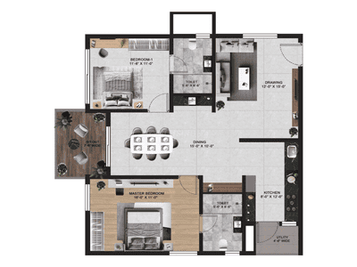 Image of 1420 Sq.ft 2 BHK Apartment / Flat for sale in Ira Vian Mrida, Kollur, Hyderabad for Rs. 9500000