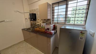 Kitchen Image of 600 Sq.ft 1 BHK Apartment / Flat for rent in Thanisandra Bengaluru for Rs. 26000
