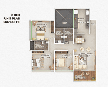 Image of 1080 Sq.ft 2 BHK Apartment / Flat for sale in Majestique Aravali, Warje, Pune for Rs. 9600000