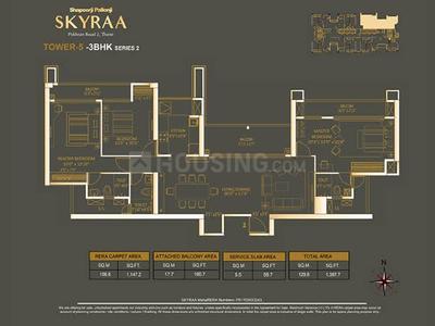 Image of 1364 Sq.ft 3 BHK Apartment / Flat for sale in Shapoorji Pallonji Skyraa, Thane West, Thane for Rs. 28000000