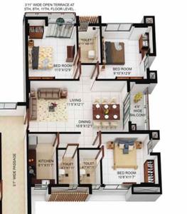 Image of 1107 Sq.ft 3 BHK Apartment / Flat for sale in New Alipore, Kolkata for Rs. 21000000