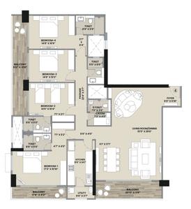 Floor Plan Image of 2480 Sq.ft 4 BHK Apartment / Flat for sale in Hiranandani Bay Heights, Bandra West Mumbai for Rs. 239000000