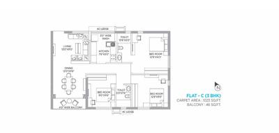 Image of 1170 Sq.ft 3 BHK Apartment / Flat for sale in PS Panache, Dhapa, Kolkata for Rs. 19500000