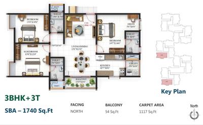 Image of 1409 Sq.ft 3 BHK Apartment / Flat for sale in SBR One Residence, Whitefield, Bengaluru for Rs. 24000000