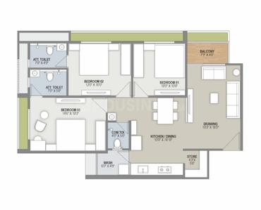 Image of 1890 Sq.ft 3 BHK Apartment / Flat for sale in Shree Kalash, Tragad, Ahmedabad for Rs. 7035000