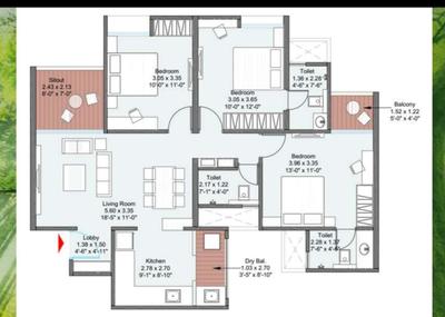 Image of 1375 Sq.ft 3 BHK Apartment / Flat for sale in Punawale, Pune for Rs. 11500000
