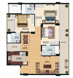 Image of 1973 Sq.ft 3 BHK Apartment / Flat for sale in GMS Road, Dehradun for Rs. 15800000