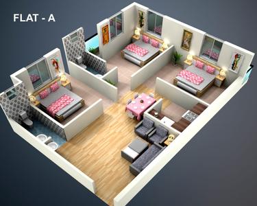 Bedroom Image of 1235 Sq.ft 3 BHK Apartment / Flat for sale in Saraidhella Dhanbad for Rs. 3150000
