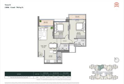 Image of 1100 Sq.ft 2 BHK Apartment / Flat for sale in Supreme Rivana Ph I, Punawale, Pune for Rs. 8500000