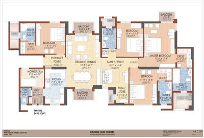Image of 2808 Sq.ft 4.5 BHK Apartment / Flat for sale in Jaypee Garden Isles, Sector 133, Noida for Rs. 18000000